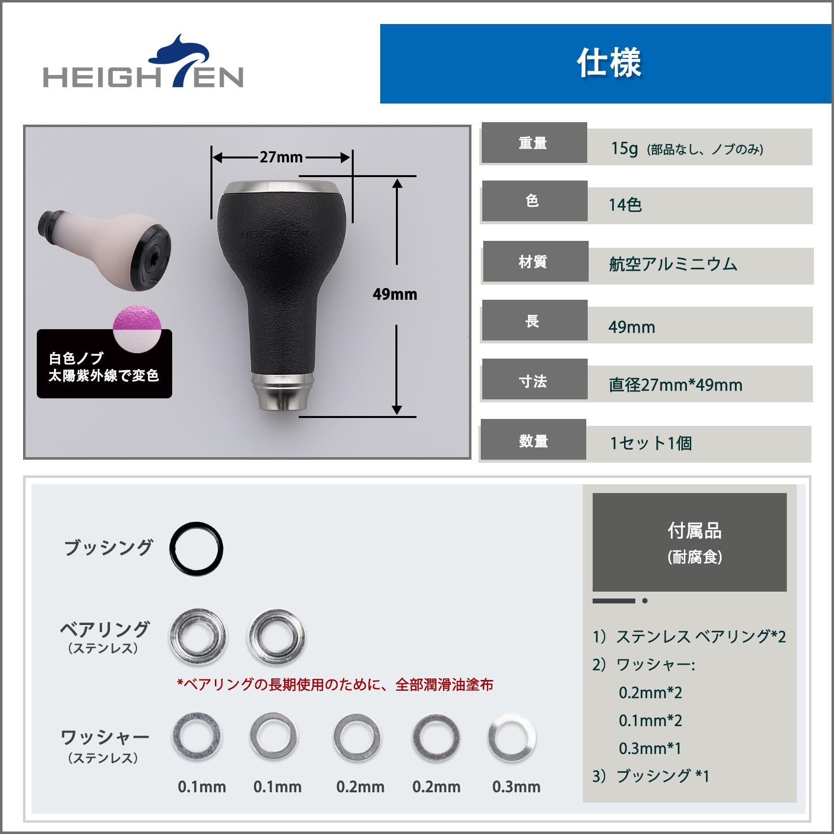 Amazon | HEIGHTEN 27mm リール ハンドル ノブ TPE製 15g シマノ